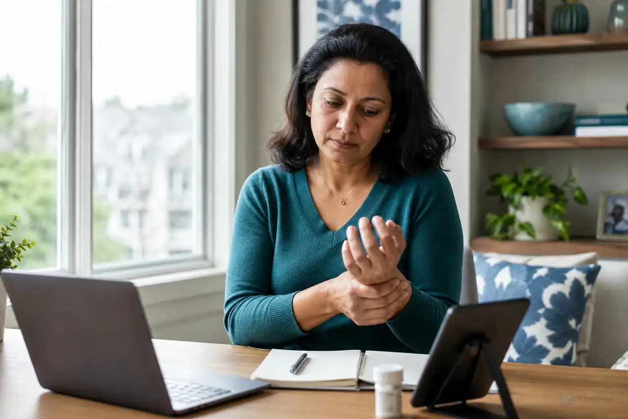 Patient preparing practical notes for numbness or tingling in the hands