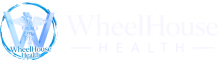 WheelHouse Health horizontal logo featuring a teal and navy blue "W" icon with a silver caduceus, representing boutique concierge medical services and patient-centered care.